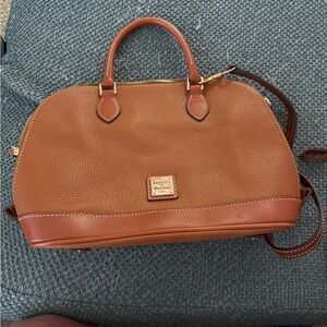 Dooney & Bourke Tan Satchel with Dome Shape and Detachable Strap